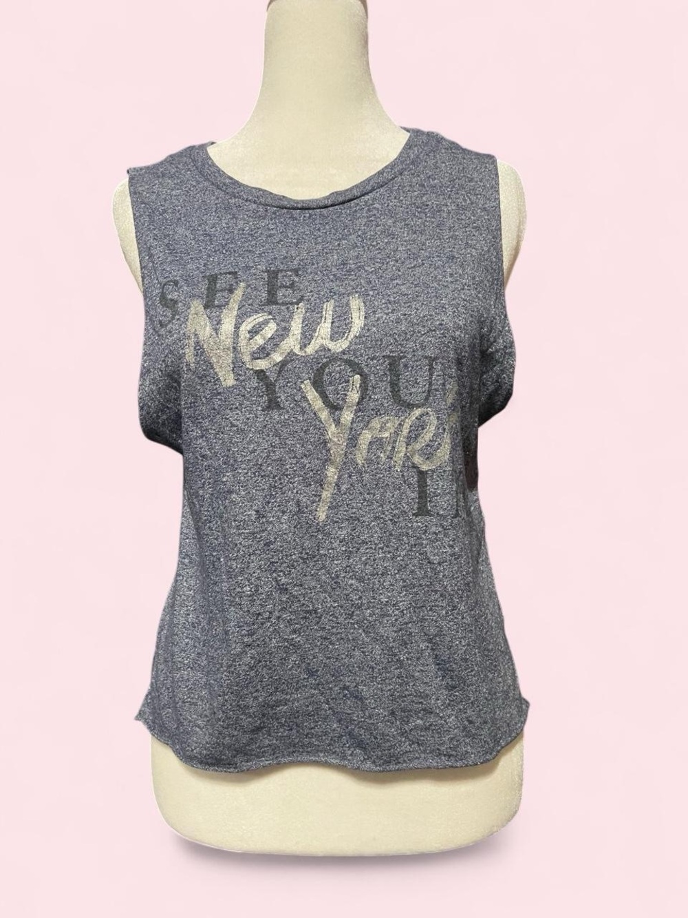 XS Abercrombie & Fitch Sleeveless Bluish Gray 'New York' Graphic Tank Top